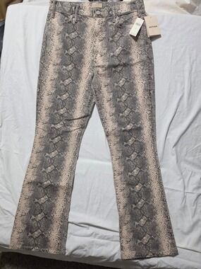 Mother Jeans Snake Print Kick Flare Blush Gray Size 31